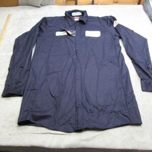 Bulwark FR Shirt Mens‎ XL Blue Flame Resistant Button Danone North America Patch